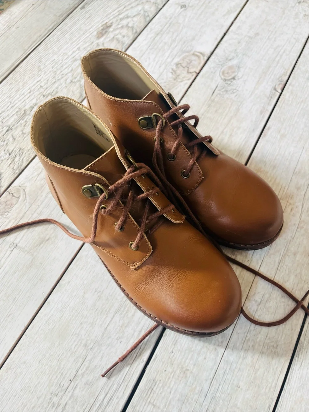 Janie and Jack Tan Leather Lace-Up Boots